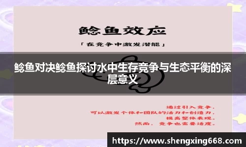 鲶鱼对决鲶鱼探讨水中生存竞争与生态平衡的深层意义